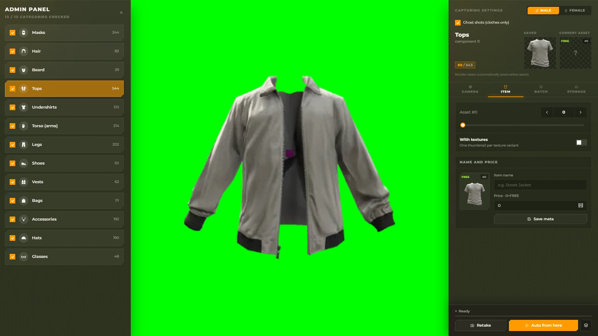 Capture item tab