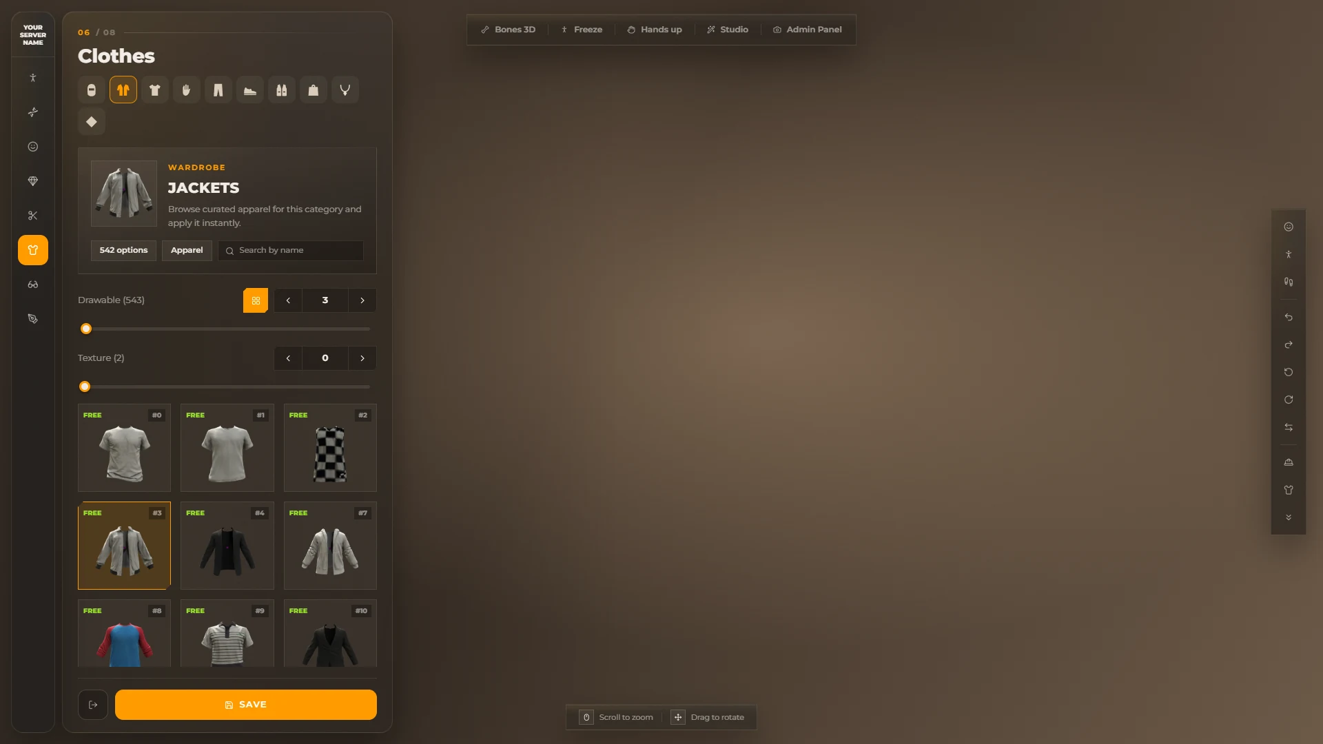 Editor with the jackets grid